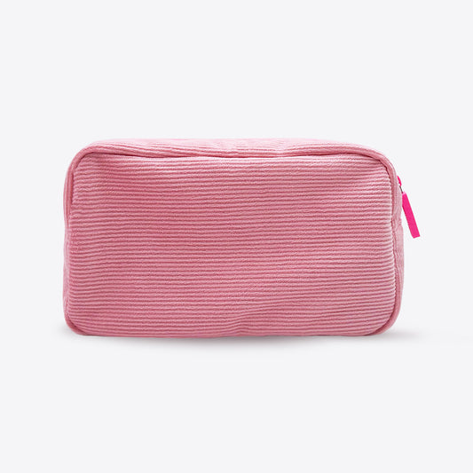 Pink Corduroy Makeup Bag